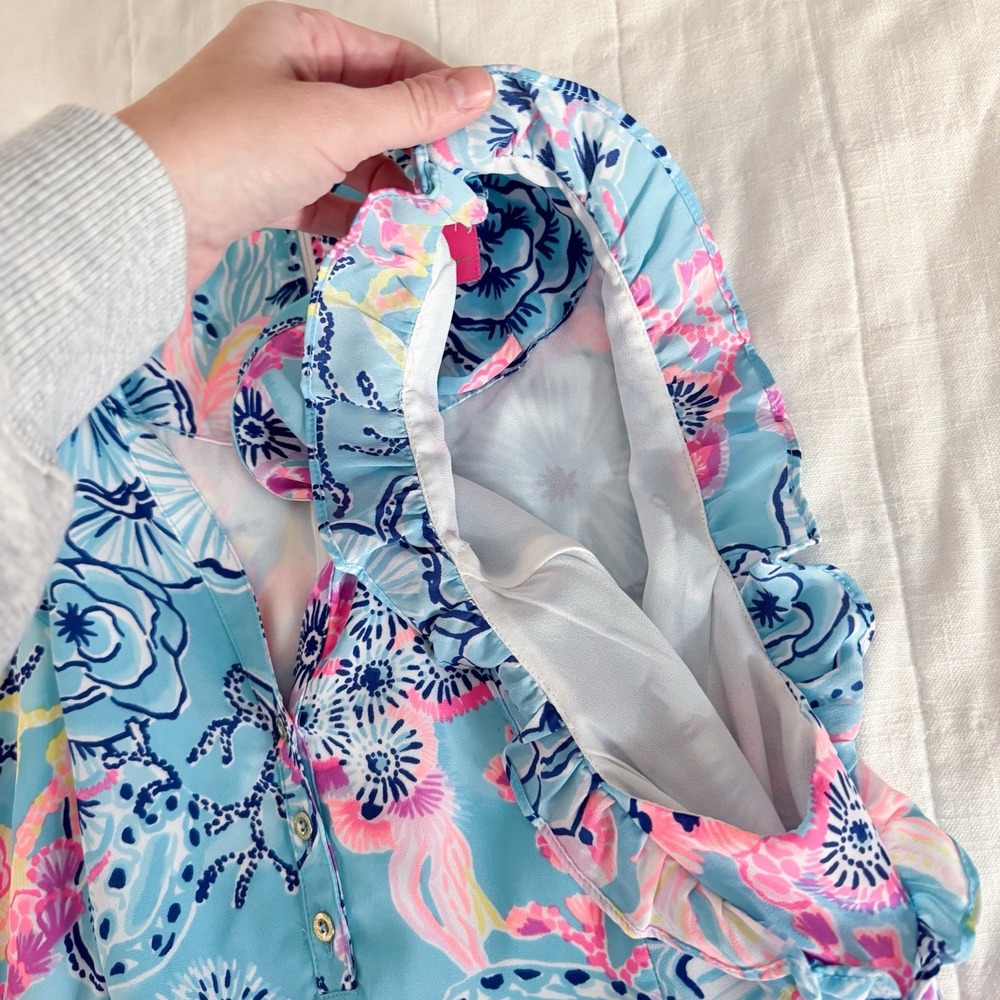 Lilly Pulitzer Destini Maxi Dress Bali Blue Once Upon A Tide Size 14 Read* - Picture 10 of 12